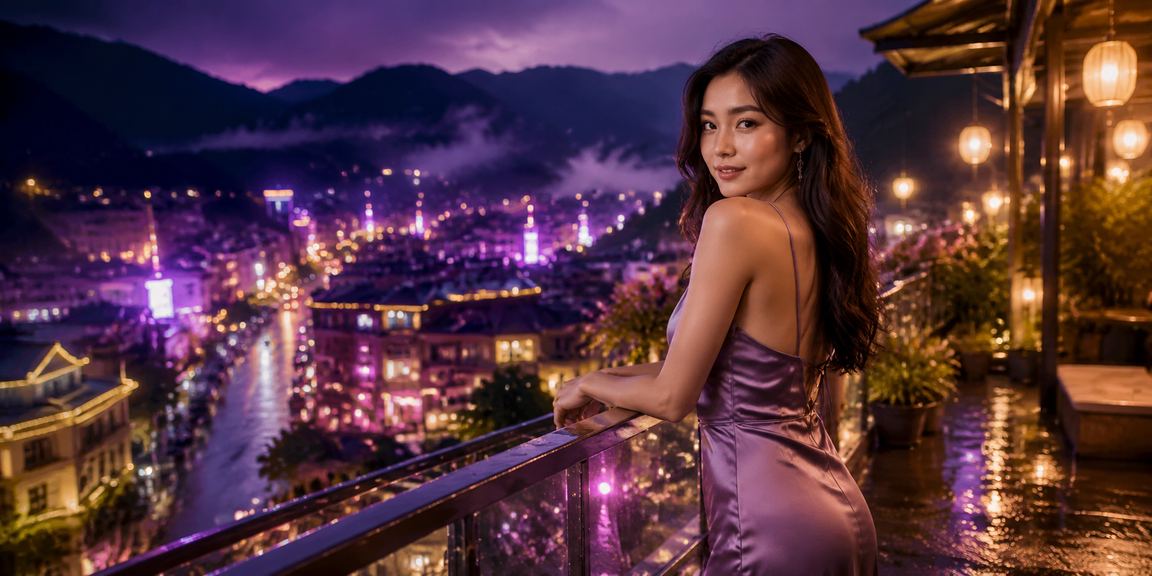 Người chơi trải nghiệm casino trực tuyến dưới ánh đèn neon tại Sa Pa về đêm