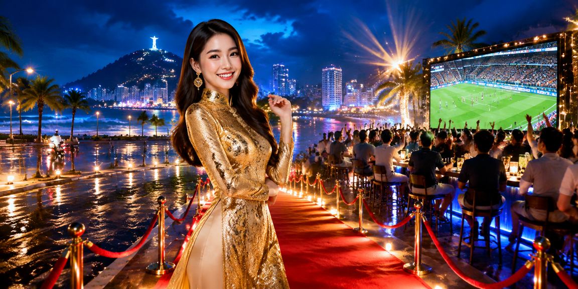Người phụ nữ mặc áo dài tại Vũng Tàu theo dõi kết quả cá cược bóng đá trên điện thoại